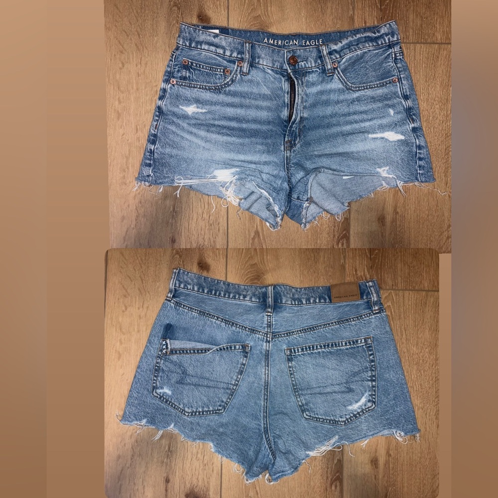 American Eagle Outfitters Blue Distressed Jean Shorts
